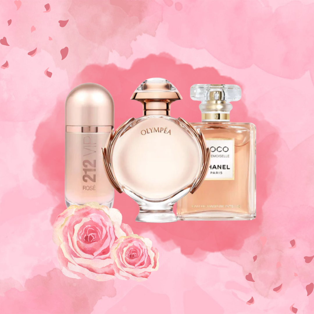 3 Parfums Carolina Herrera 212 VIP ROSÉ,  Paco Rabanne OLYMPÉA et Chanel COCO MADEMOISELLE (Eau de Parfum) - 100Ml