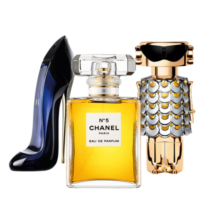 3 Parfums Carolina Herrera GOOD GIRL, Chanel Nº5 et Paco Rabanne FAME (Eau de Parfum) - 100Ml