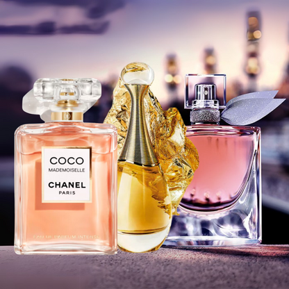 3 Parfums  Dior J'ADORE, Lancôme LA VIE EST BELLE (Eau de Parfum) et CHANEL COCO MADEMOISELLE EAU DE PARFUM 100ML