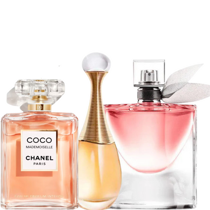 3 Parfums  Dior J'ADORE, Lancôme LA VIE EST BELLE (Eau de Parfum) et CHANEL COCO MADEMOISELLE EAU DE PARFUM 100ML