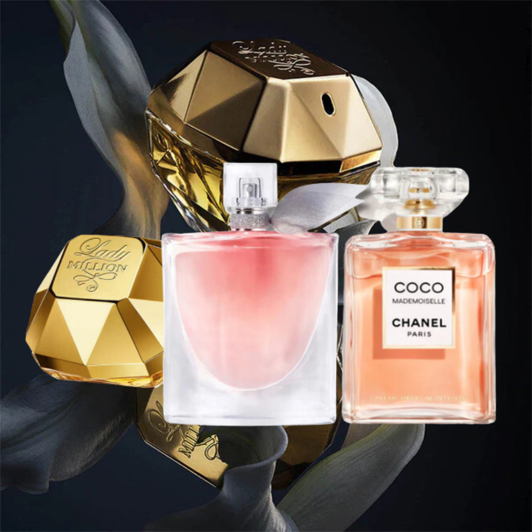 3 Parfums Lady Million (Eau de Parfum) Rabanne, Lancôme LA VIE EST BELLE (Eau de Parfum) and CHANEL COCO MADEMOISELLE EAU DE PARFUM 100ML